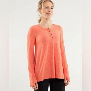 Lululemon Ride On Henley Dazzling Orange / Heathered Orange RARE